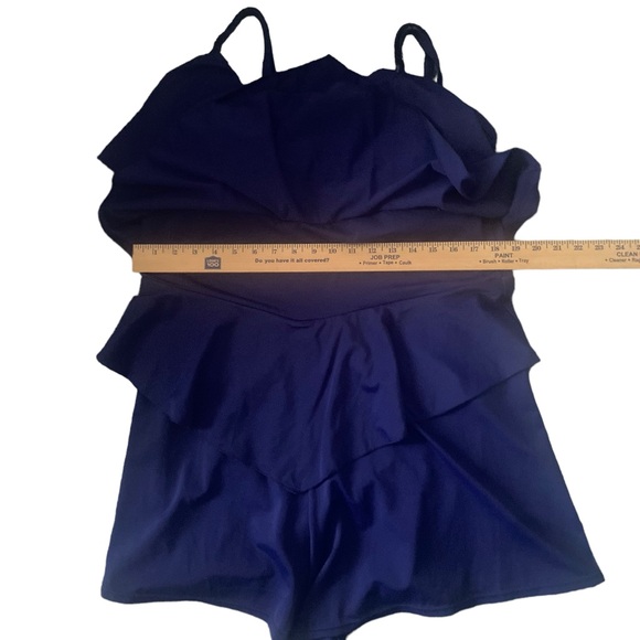 Royal Blue One Piece Romper Style Bathing Suit - Picture 5 of 12